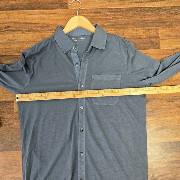 Mododoc Shirt Small Womens Knit Pocket Top Button Up Long Sleeve Blue Sundance - Picture 9 of 10